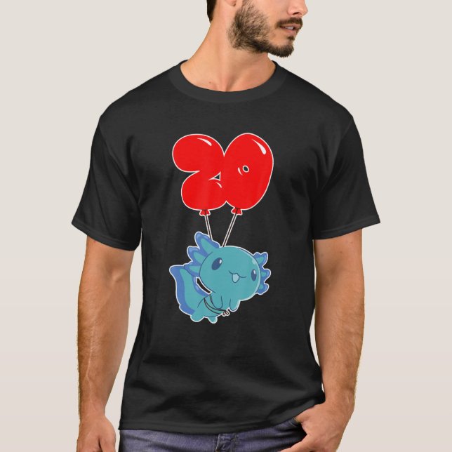 T-shirt Cute Axolotl - 20E Anniversaire - Kids Balloon Par (Devant)