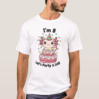T-shirt Cute Axolotl 8th Birthday Party Design