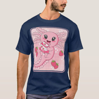 T-shirt Cute Axolotl Japonais Fraise Lait Anime rose K