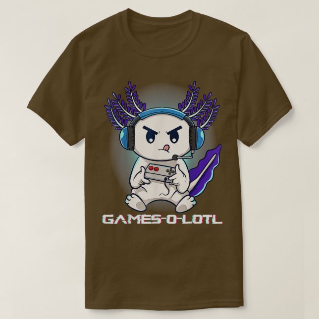 T-shirt Cute Axolotl Playing Console Video Games Axolotl G (Design devant)
