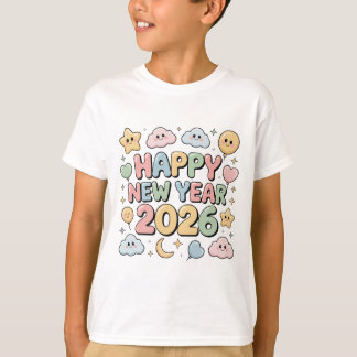 T-shirt Cute Baby Cartoon New Year 2026 Illustration
