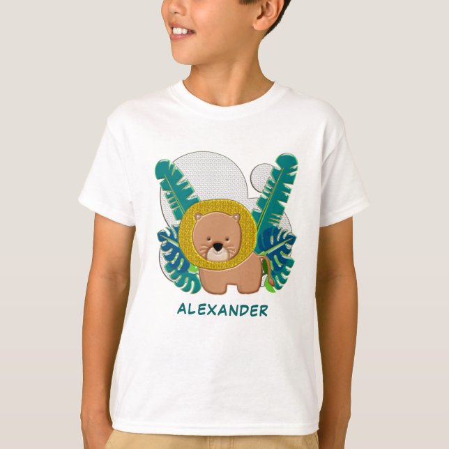T-shirt Cute Baby Lion Animal Jungle Zoo Personnaliser (Devant)