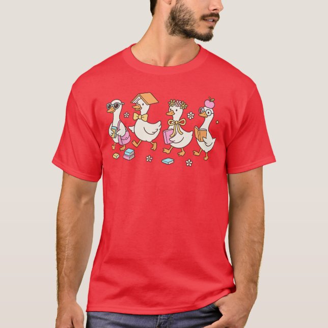 T-shirt Cute Back to School Silly Gooseeacher Student Read (Devant)