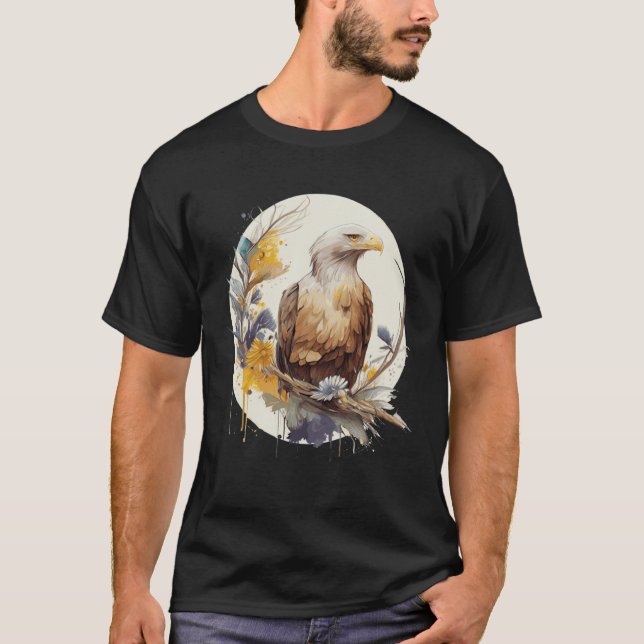 T-shirt Cute Bald Eagle Sunflower Watercolor Bird (Devant)