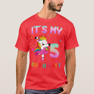 T-shirt Cute Ballet Unicorn Son 5ème anniversaire