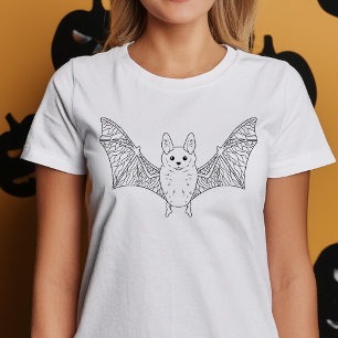 T-shirt Cute Bat Ligne minimale Art Halloween