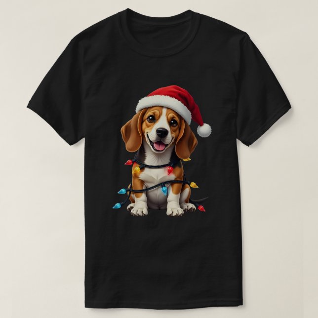 T-shirt Cute Beagle Christmas Santa Pet Dog Lover  (Design devant)