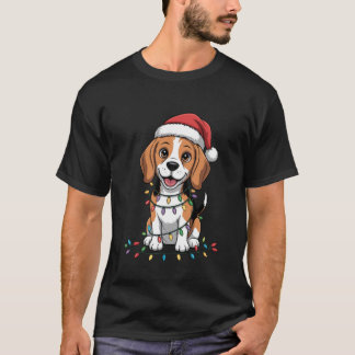 T-shirt Cute Beagle Noël Xmas Chapeau de Père Noël Amateur
