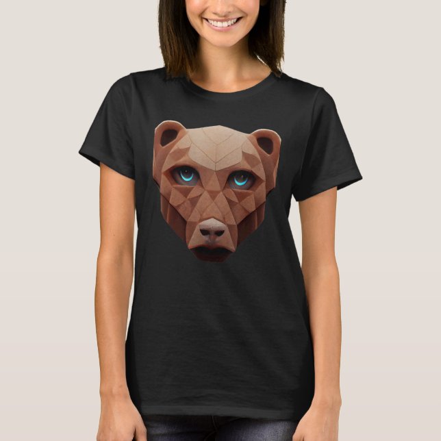 T-shirt Cute Bear Head Polygon Low Poly Bears 1 (Devant)