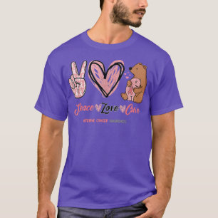 T-shirt Cute Bear Paix Amour Guérir Sensibilisation au can