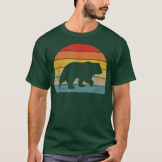 T-shirt Cute bear Sunset Retro Silhouette Vintage Funny