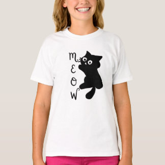 T-shirt Cute Black Cat Meow