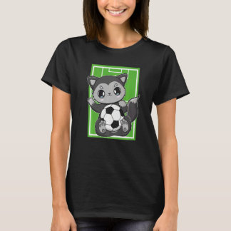T-shirt Cute Black Fox With Soccer Plays Football Team Spo