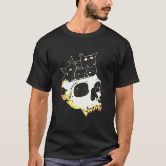 T-shirt Cute Black Kittens In Skull Art