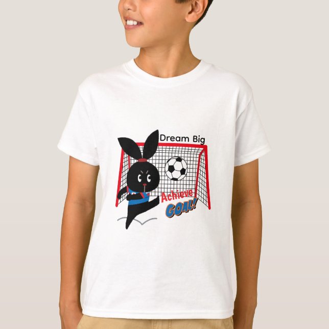 T-shirt Cute Black Rabbit Soccer Player Design (Devant)