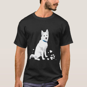 T-shirt Cute blanc Husky Sibérien Doux Chien Blanche Neige