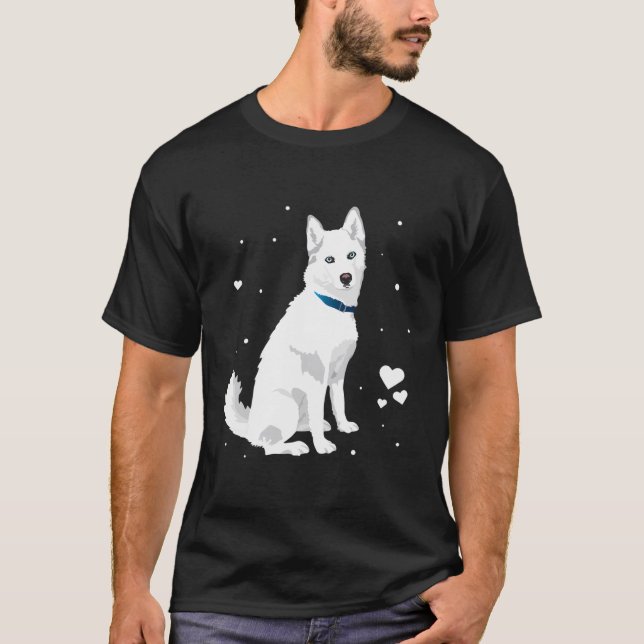 T-shirt Cute blanc Husky Sibérien Doux Chien Blanche Neige (Devant)