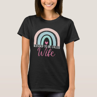 T-shirt Cute Blessed To Be Called Wife Boho Rainbow Mom Gr