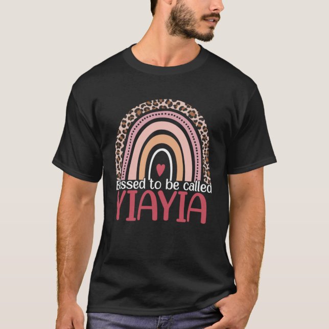T-shirt Cute Blessed To Be Called Yiayia Rainbow Leopard M (Devant)