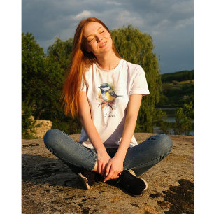 T-shirt Cute Bluetit sur une branche, personnalisé