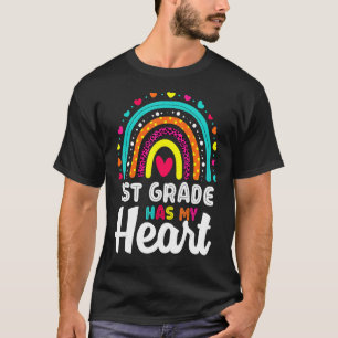 T-shirt Cute Boho Rainbow 1st Grade Has My Heart Teacher V