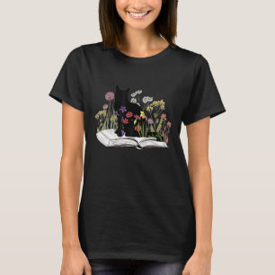 T-shirt Cute Bookworm Plante Livre Lecture Cat Kitty