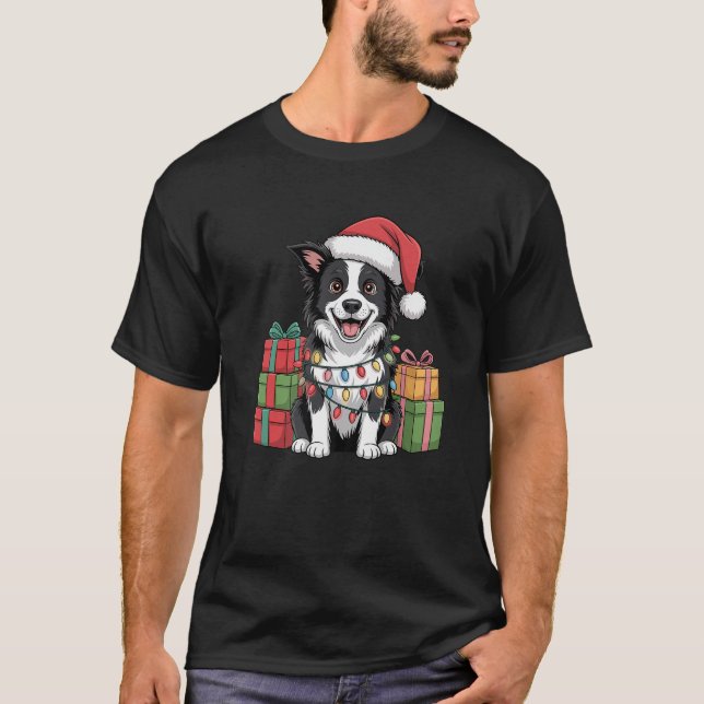 T-shirt Cute Border Collie Christmas Design Funny Dog Love (Devant)