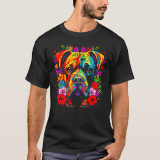 T-shirt Cute Boxer Dog Flowers