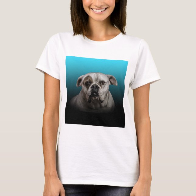 T-shirt Cute Boxer Dog w Blue Black Gradient arrière - pla (Devant)