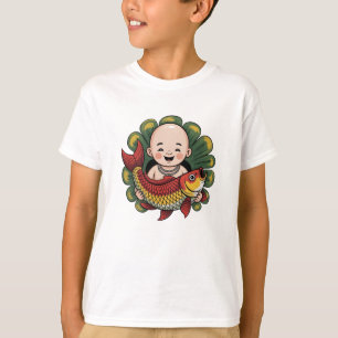 T-Shirt Cute Boy with Lucky Koi