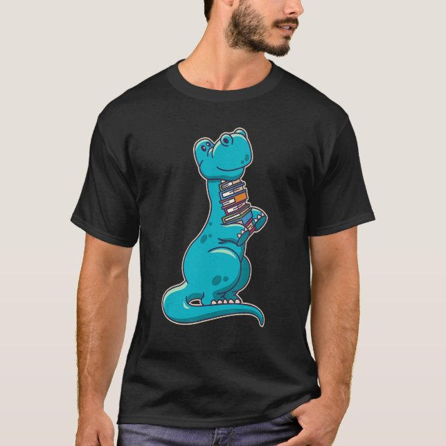 T-shirt Cute Brachiosaurus Dinosaur With Books (Devant)