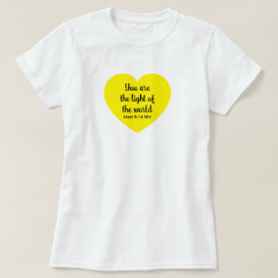 T-shirt Cute Bright Yellow Heart Lumière du monde Blanc