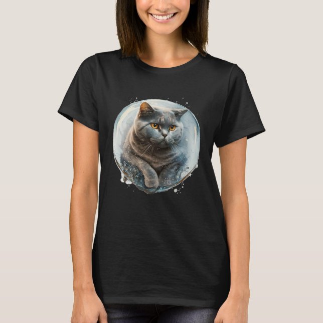 T-shirt Cute British Shorthair Cat with space (Devant)