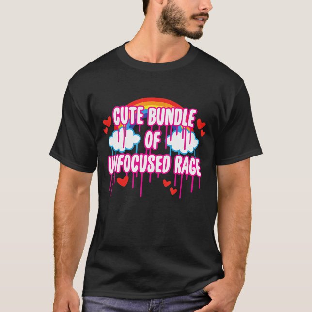 T-shirt Cute Bundle Of Unfocused Rage Rainbow Clouds Drips (Devant)