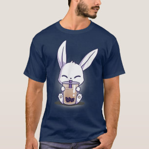 T-shirt Cute Bunny Boire Boba Kawaii Anime Boba Bubble