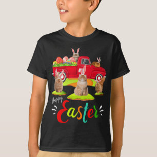 T-shirt Cute Bunny Chats Perse équitation Camion Rouge Hap