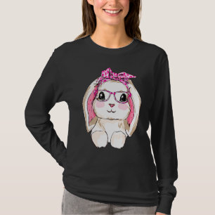 T-shirt Cute Bunny Face Leopard lunettes Headband Happy Ea