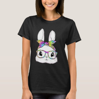 T-shirt Cute Bunny Face Tie Dye Glasses Easter Day