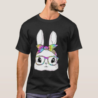 T-shirt Cute Bunny Face Tie Dye Glasses Easter Day
