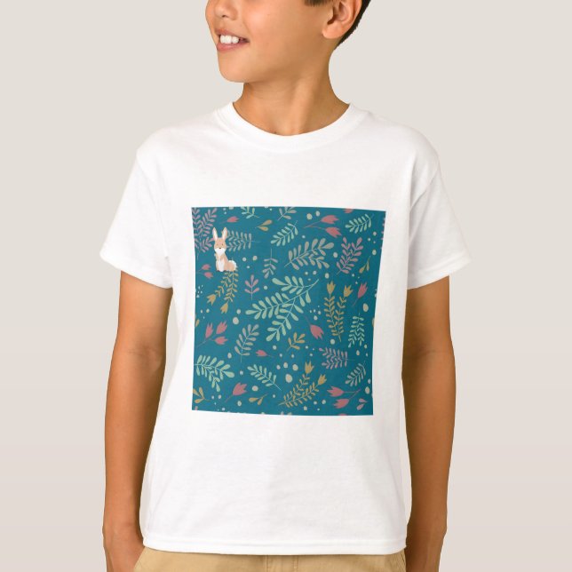 T-shirt Cute bunny floral pattern (Devant)