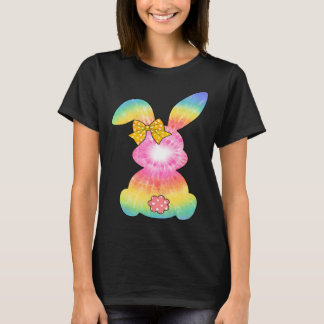 T-shirt Cute Bunny Rabbit Tie Dye Bow Tie Easter Day Girls