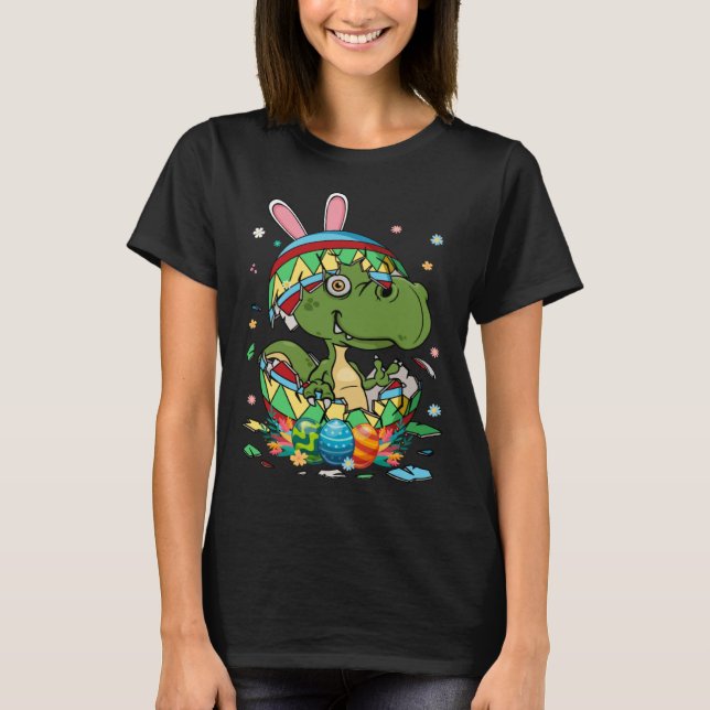 T-shirt Cute Bunny Rex Dinosaur In Easter Egg Easter Day K (Devant)