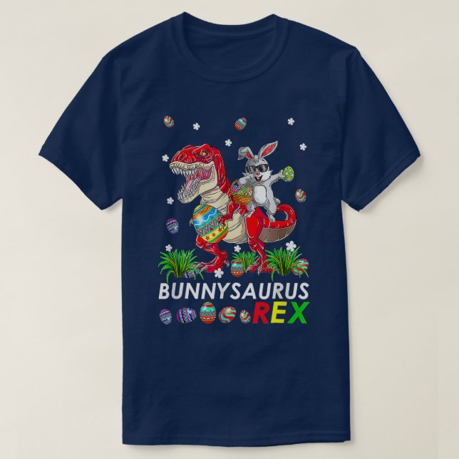 T-shirt Cute Bunny saurus Rex T Rex Dino Dabbing Rabbit Ea (Design devant)