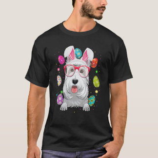 T-shirt Cute Bunny Scottish Terrier Dog Face Easter Eggs E