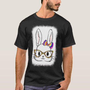T-shirt Cute Bunny Visage Léopards Tie Dye Bleached E