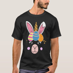 T-shirt Cute Bunny Visage Llama Jour de Pâques Oeufs Enfan
