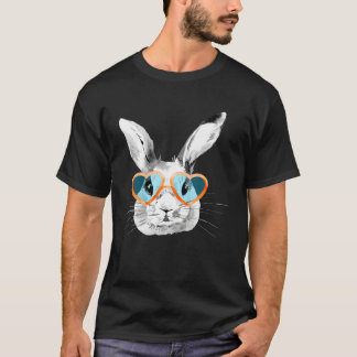 T-shirt Cute Bunny With Heart Glasses Easter Day Easter Ra
