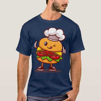 T-shirt Cute Burger Chef Portant un dessin Casquette
