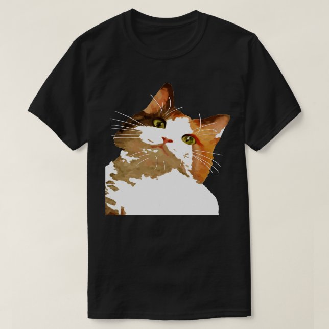 T-shirt Cute Calico Chat Avec Tête Tillée (Design devant)