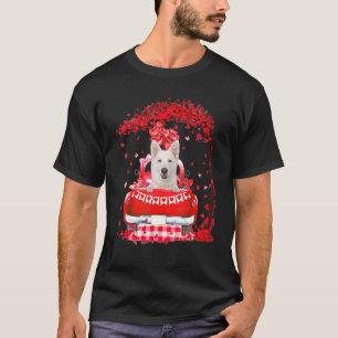 T-shirt Cute Camion Rouge Blanc Berger Allemand Valentines